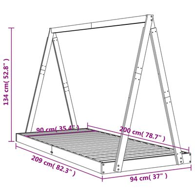 vidaXL Otroški posteljni okvir bel 90x200 cm trdna borovina