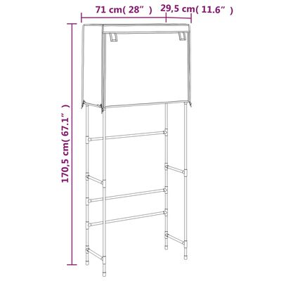 vidaXL 2-nadstropni regal za nad pralni stroj črn 71x29,5x170,5 cm