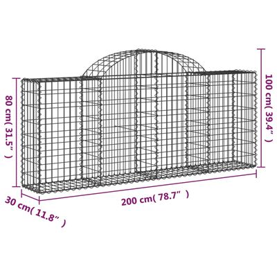 vidaXL Obokane gabion košare 15 kosov 200x30x80/100 cm cinkano železo