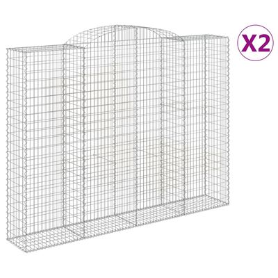 vidaXL Obokane gabion košare 2 kosa 300x50x220/240 cm pocinkano železo