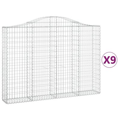 vidaXL Obokane gabion košare 9 kosov 200x30x140/160cm pocinkano železo