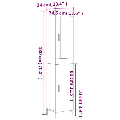 vidaXL Visoka omara rjavi hrast 34,5x34x180 cm inženirski les