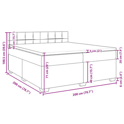 vidaXL Box spring postelja z vzmetnico svetlo siva 200x200 cm blago