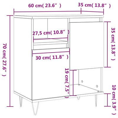 vidaXL Komoda betonsko siva 60x35x70 cm inženirski les