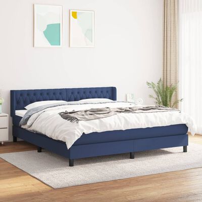 vidaXL Box spring postelja z vzmetnico modra 180x200 cm blago