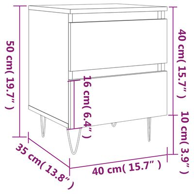 vidaXL Nočna omarica sonoma hrast 40x35x50 cm inženirski les