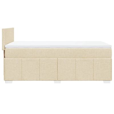 vidaXL Box spring postelja z vzmetnico krem 80x200 cm blago