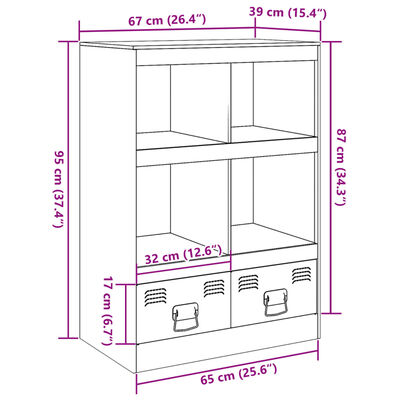 vidaXL Visoka omarica olivno zelena 67x39x95 cm jeklo