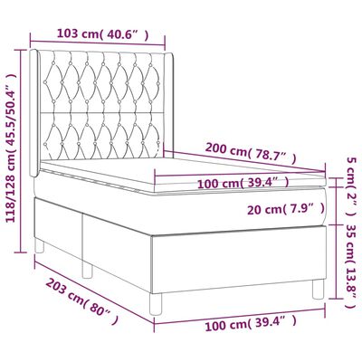 vidaXL Box spring postelja z vzmetnico črna 100x200 cm blago