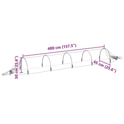 vidaXL Tunel iz mreže 2 kosa 1,5x5 m steklena vlakna in PP