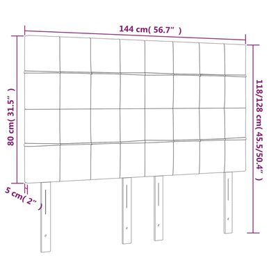 vidaXL LED posteljno vzglavje temno rjavo 144x5x118/128 cm blago