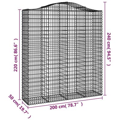 vidaXL Obokane gabion košare 12 kos 200x50x220/240 cm pocinkano železo