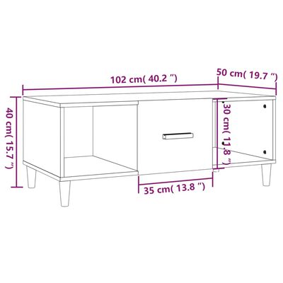 vidaXL Klubska mizica bela 102x50x40 cm inženirski les