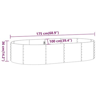 vidaXL Visoka greda iz prašno premazanega jekla 175x100x36 cm zelena