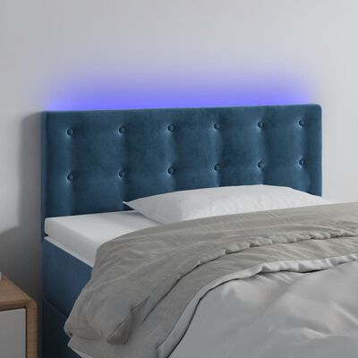 vidaXL LED posteljno vzglavje temno modro 80x5x78/88 cm žamet