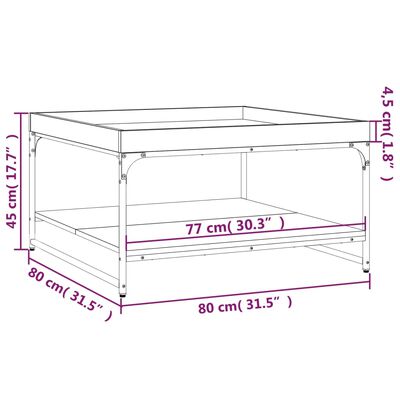 vidaXL Klubska mizica siva sonoma 80x80x45 cm inženirski les in železo