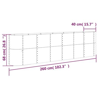 vidaXL Visoka greda iz prašno premazanega jekla 260x40x68 cm antracit