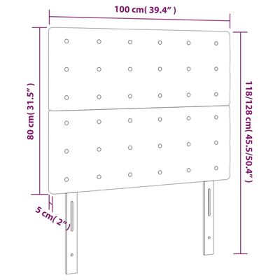 vidaXL LED posteljno vzglavje taupe 100x5x118/128 cm blago