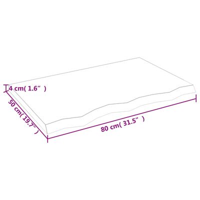 vidaXL Stenska polica 80x50x(2-4) cm neobdelana trdna hrastovina