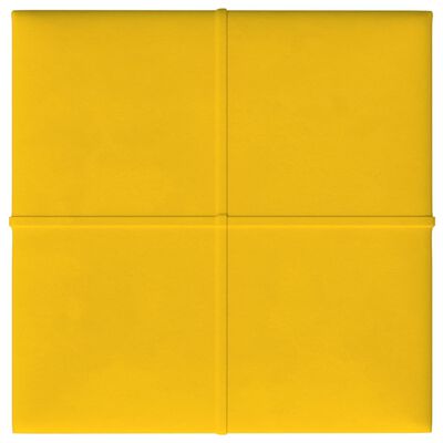 vidaXL Stenski paneli 12 kosov rumeni 30x30 cm žamet 1,08 m²