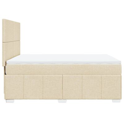 vidaXL Box spring postelja z vzmetnico krem 160x200 cm blago