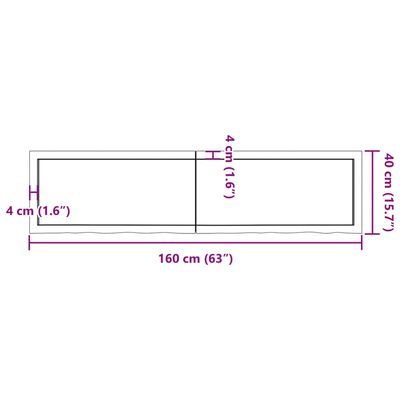 vidaXL Stenska polica temno rjava 160x40x(2-6) cm trdna hrastovina