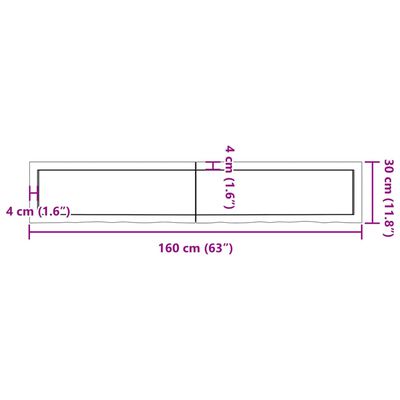 vidaXL Kopalniški pult 160x30x(2-6) cm neobdelan trden les