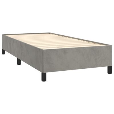 vidaXL Box spring postelja z vzmetnico svetlo siva 90x200 cm žamet