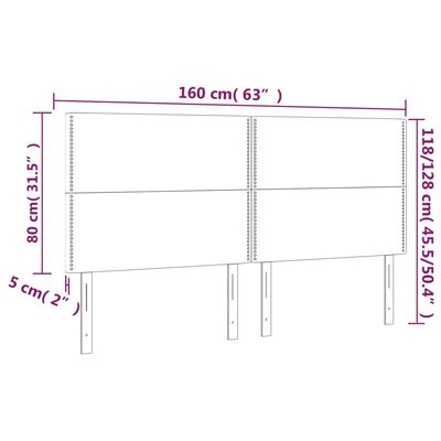 vidaXL Posteljno vzglavje 4 kosa temno rjav 80x5x78/88 cm blago