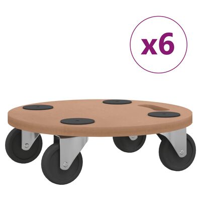 vidaXL Voziček s platformo 6 kosov okrogel inženirski les