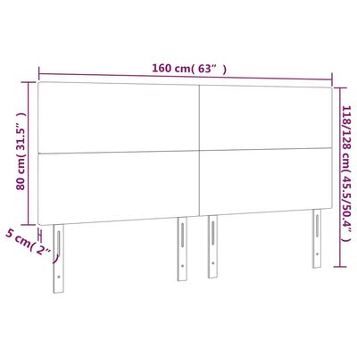 vidaXL LED posteljno vzglavje sivo 160x5x118/128 cm umetno usnje