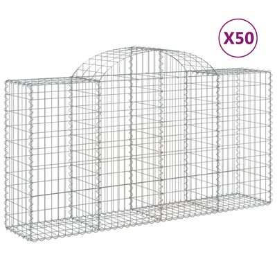 vidaXL Obokane gabion košare 50 kosov 200x50x100/120cm cinkano železo