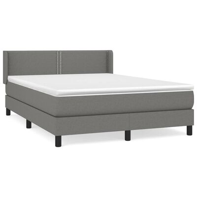 vidaXL Box spring postelja z vzmetnico temno siva 140x200 cm blago