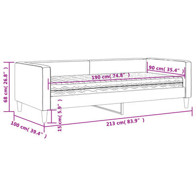 vidaXL Dnevna postelja z vzmetnico črna 90x190 cm blago