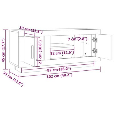 vidaXL TV omarica visok sijaj bela 102x35x45 cm inženirski les