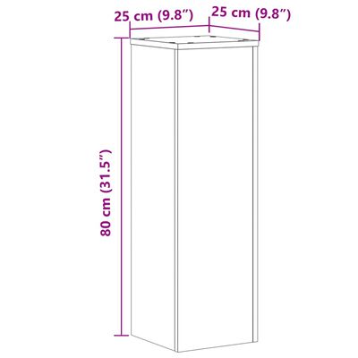 vidaXL Stojalo za rastline 2 kosa rjavi hrast 25x25x80 cm inž. les