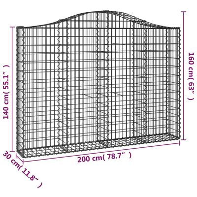 vidaXL Obokane gabion košare 25 kosov 200x30x140/160 cm cinkano železo