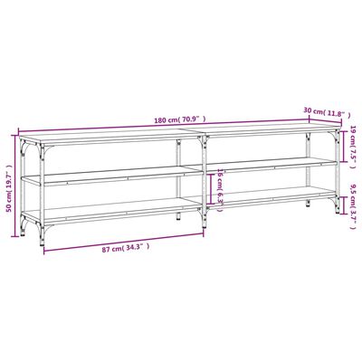 vidaXL TV omarica siva sonoma 180x30x50 cm inženirski les