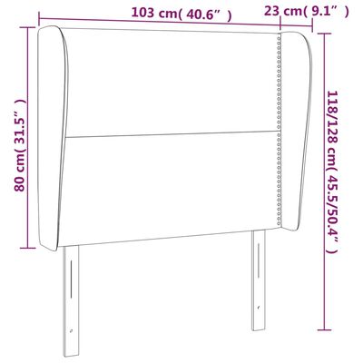 vidaXL Vzglavje z ušesi temno sivo 103x23x118/128 cm blago