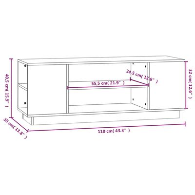 vidaXL TV omarica 110x35x40,5 cm trdna borovina