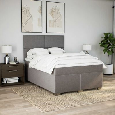 vidaXL Box spring postelja z vzmetnico taupe 160x200 cm blago