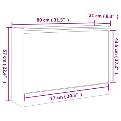 vidaXL Omarica za čevlje siva sonoma 80x21x57 cm inženirski les