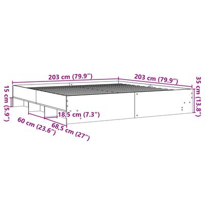 vidaXL Posteljni okvir sonoma hrast 200x200 cm inženirski les