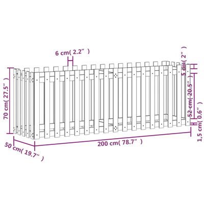 vidaXL Vrtna visoka greda z ograjico črna 200x50x70 cm trdna borovina