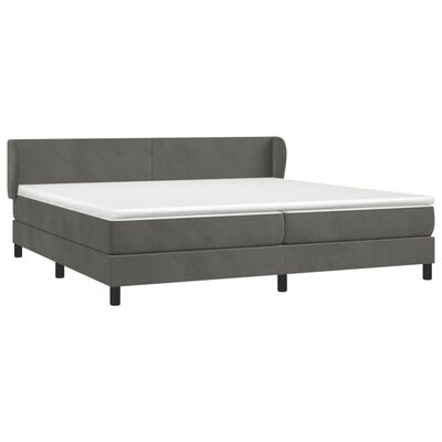 vidaXL Box spring postelja z vzmetnico temno siva 200x200 cm žamet