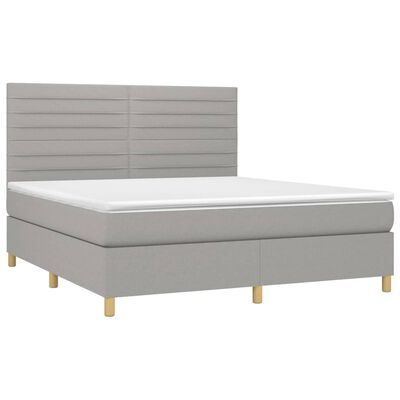 vidaXL Box spring postelja z vzmetnico svetlo siva 180x200 cm blago