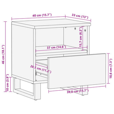 vidaXL Nočna omarica 2 kosa 40x34x46 cm trden predelan les