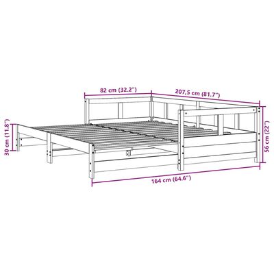 vidaXL Izvlečna postelja brez vzmetnice vošč. rjava 80x200 cm borovina