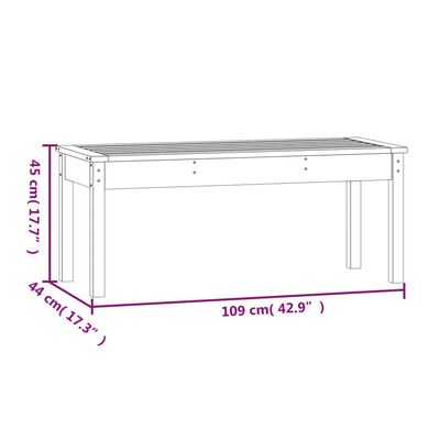 vidaXL Vrtna klop črna 109x44x45 cm trdna borovina