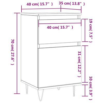 vidaXL Komoda 2 kosa betonsko siva 40x35x70 cm inženirski les